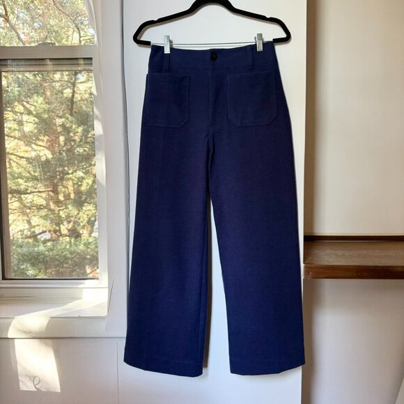 NWT Anthropologie Maeve Colette Brushed Knit Cropped Wide Leg Pants Navy 27 - Picture 5 of 12